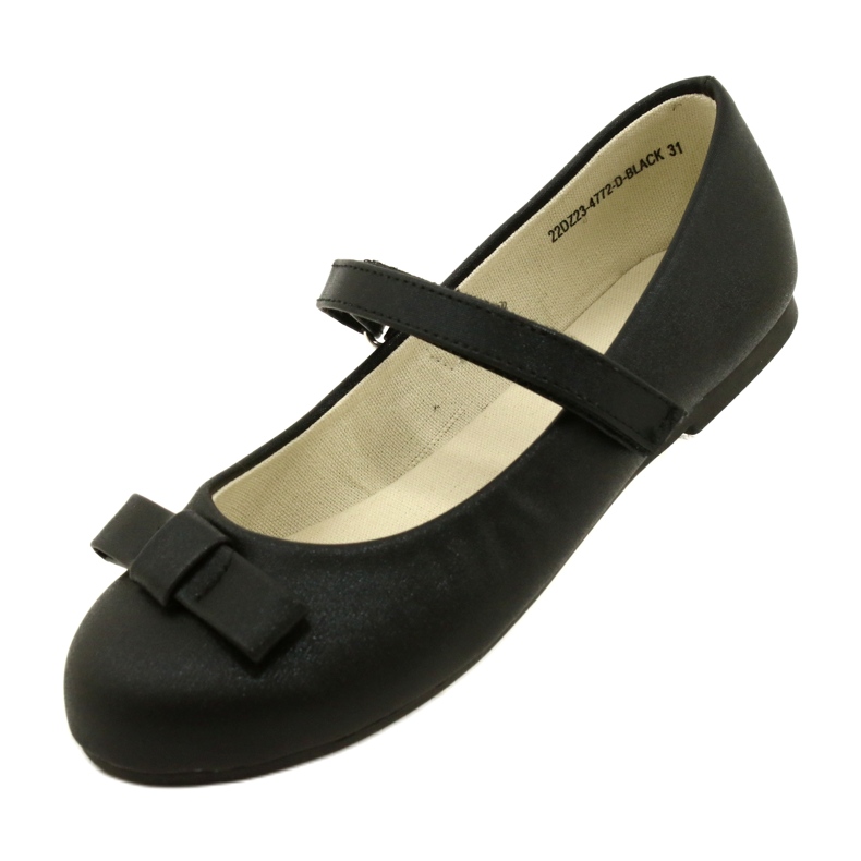 EVE Ballerines Noires Avec Noeud Velcro MISSE 3