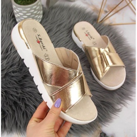 Babouches en cuir laqué S. Barski W OLI159B doré 1