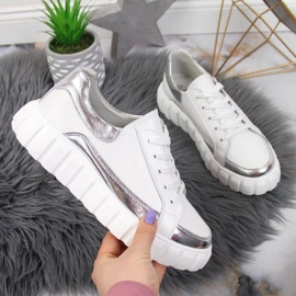 Chaussures en cuir sur la plateforme S. Barski W OLI161 blanc 1