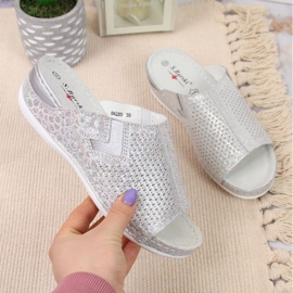 Chaussons compensés en cuir S. Barski W OLI163A argent 1 Chaussons compensés en cuir S. Barski W OLI163A argent 1