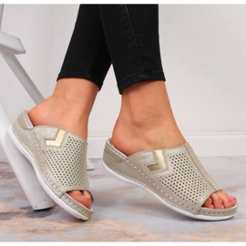 Chaussons compensés en cuir S. Barski W OLI163B doré 2