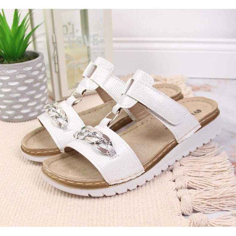 Tongs velcro avec chaîne brillante Inblu W ARC11 blanc 2