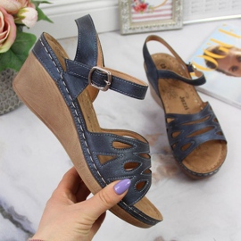 Sandales compensées Jezzi W EVE350B bleu marine 1