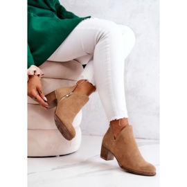 PL5 Bottines en cuir pour femme à talon Camel Larsa brun 7
