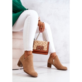PL5 Bottines en cuir pour femme à talon Camel Larsa brun 6