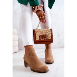 PL5 Bottines en cuir pour femme à talon Camel Larsa brun 1