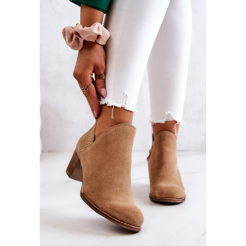 PL5 Bottines en cuir pour femme à talon Camel Larsa brun 2