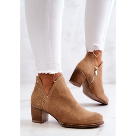 PL5 Bottines en cuir pour femme à talon Camel Larsa brun 4