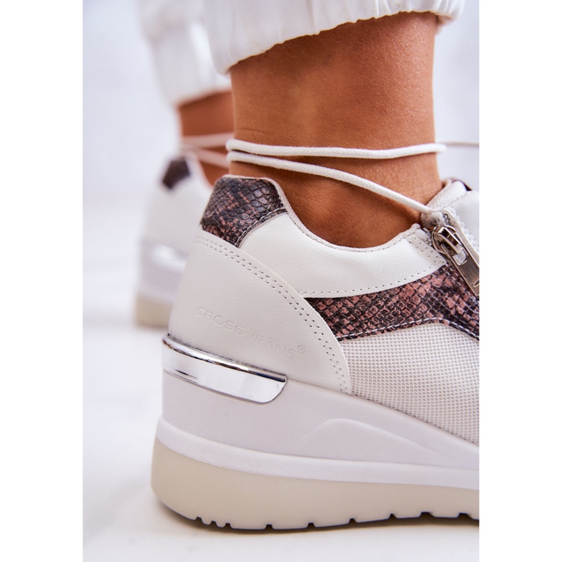 Baskets Femme On Wedge Cross Jeans JJ2R4028C Blanc 2