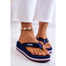 Tongs compensées femme Big Star JJ274A331 Bleu marine 2