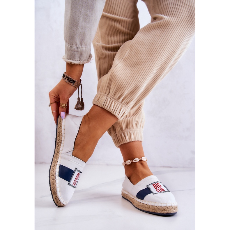 Espadrilles à enfiler pour femme Big Star JJ274964 Blanc et bleu marine 2