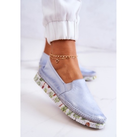 Chaussures à enfiler en cuir pour femmes Maciejka 03512-40 Bleu clair 2