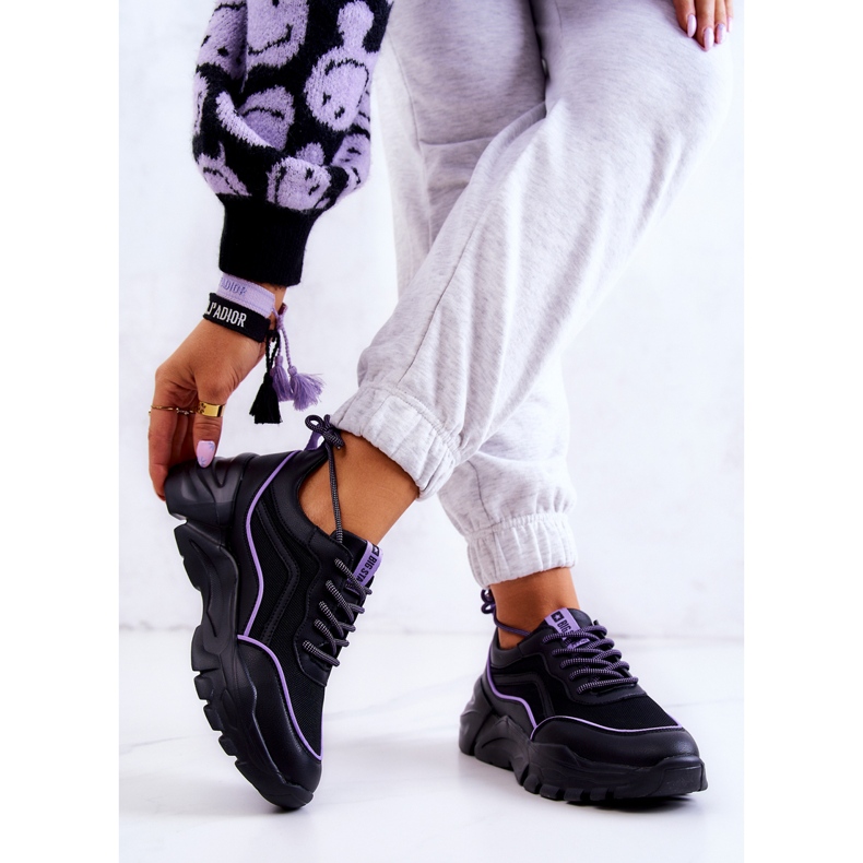 Memory Foam Big Star JJ274786 Chaussures de sport noires violet 2