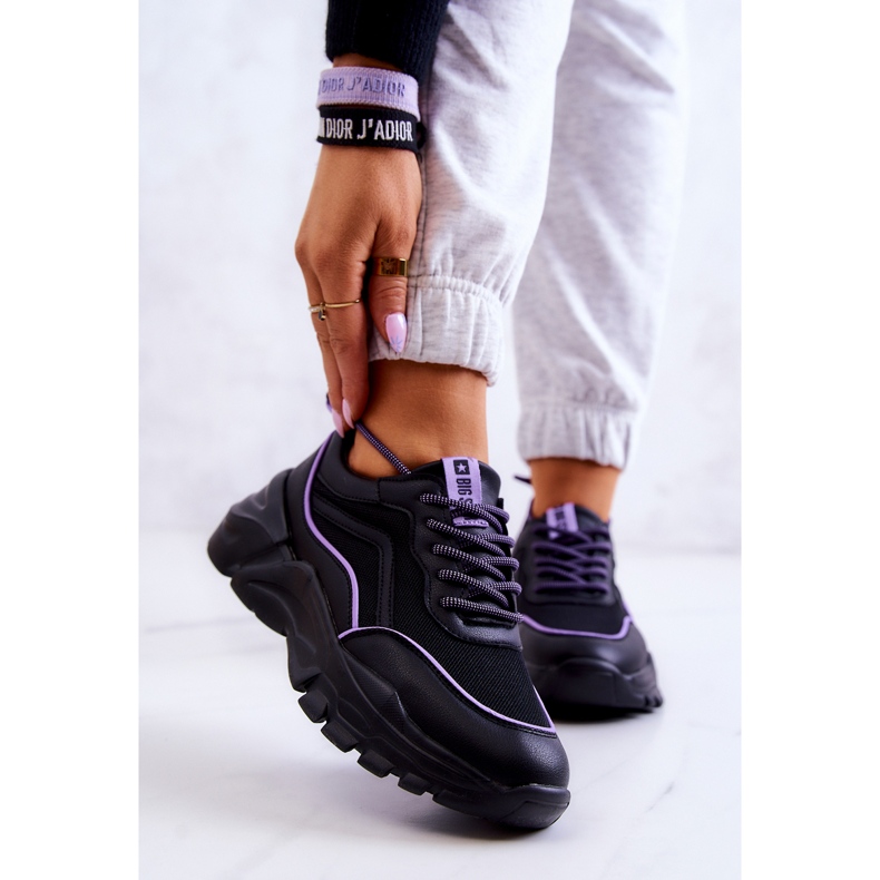 Memory Foam Big Star JJ274786 Chaussures de sport noires violet 1
