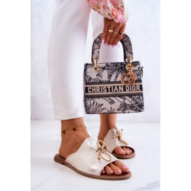 Chaussons Femme Cuir Nicole 2659/004 Blanc et Or 2