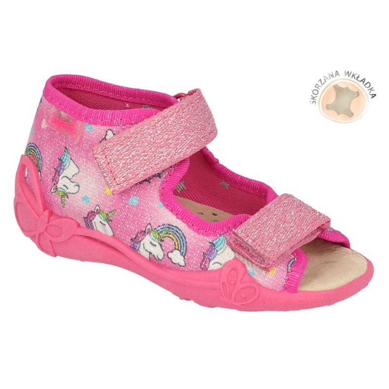 Befado chaussons enfant avec empiècement en cuir 342P043 rose 4
