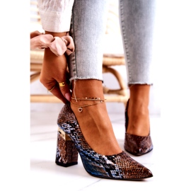 Lewski Shoes Escarpins Cuir Lewski Snake 3117 Marron-Bleu brun 1