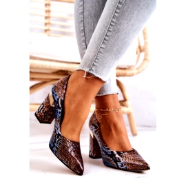 Lewski Shoes Escarpins Cuir Lewski Snake 3117 Marron-Bleu brun 2