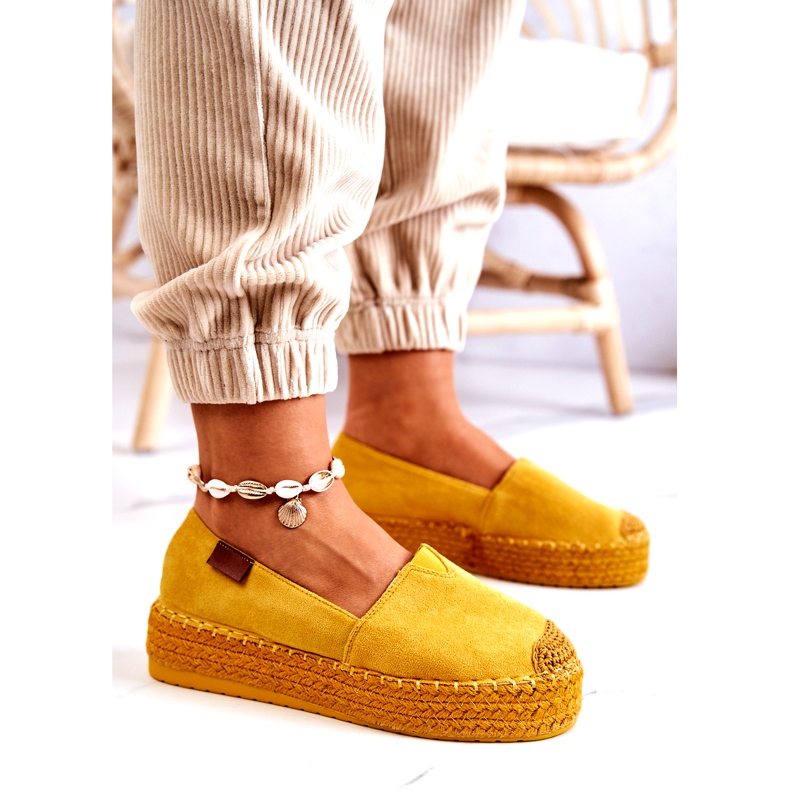 Inna Espadrilles à enfiler en daim jaune Lesley 3