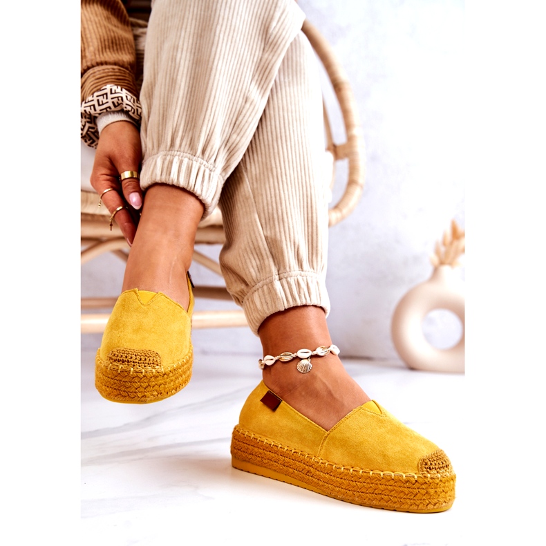 Inna Espadrilles à enfiler en daim jaune Lesley 4