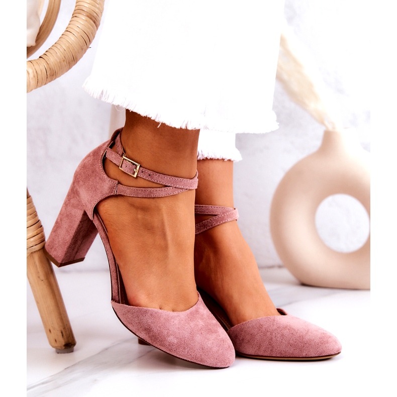 Escarpins En Daim Sur Un Pilier Sergio Leone SK851 Rose 2