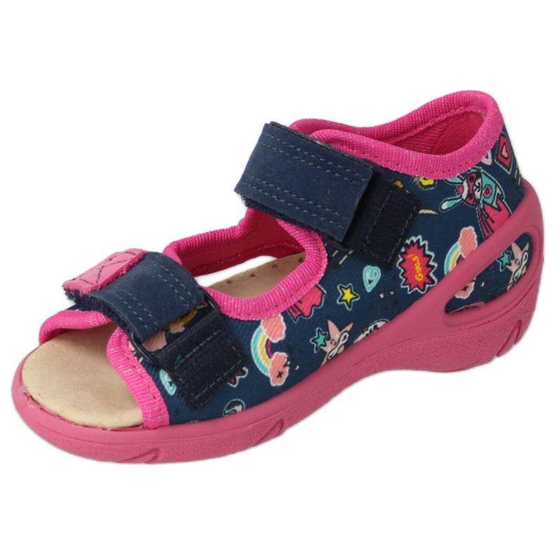 Befado chaussures pour enfants pu 065P172 bleu marin rose 2