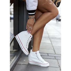 Baskets En Cuir Sur Wedge Cross Jeans II2R4024 Blanc 2