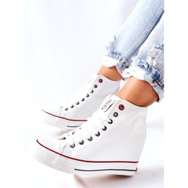 Baskets En Cuir Sur Wedge Cross Jeans II2R4024 Blanc 4