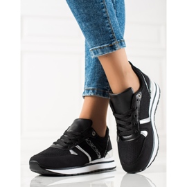 Sweet Shoes Baskets confortables classiques noir argent 1
