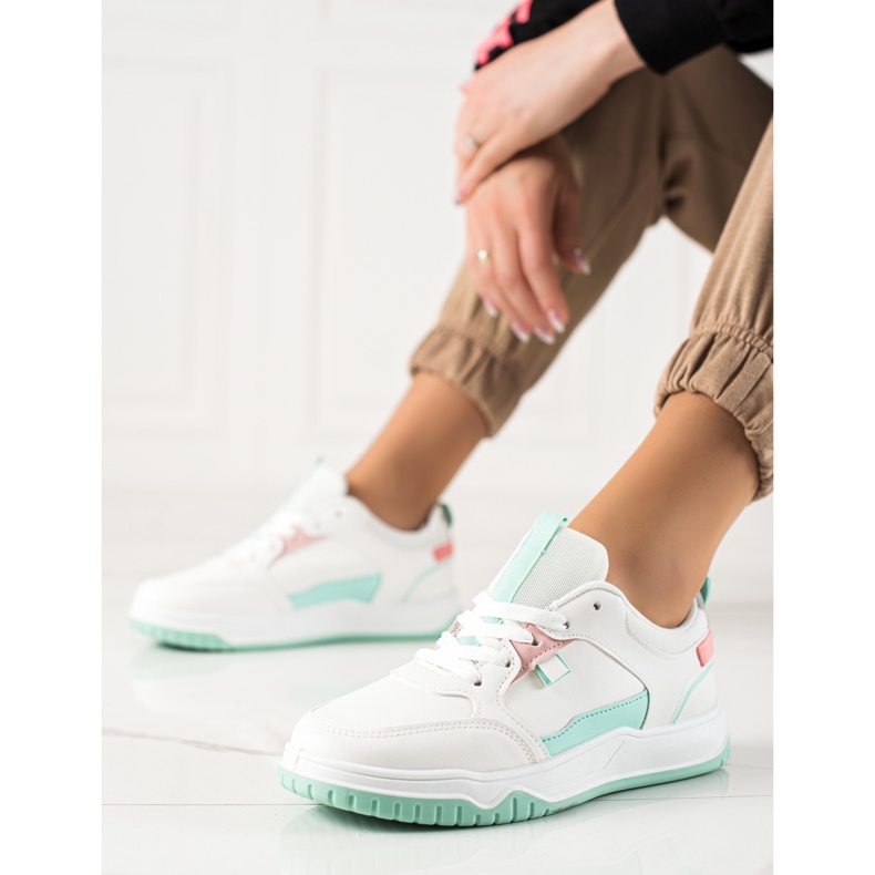 TRENDI Chaussures de sport à la menthe blanc vert 2
