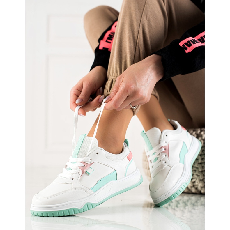TRENDI Chaussures de sport à la menthe blanc vert 1