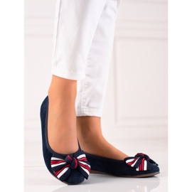 Filippo Ballerine En Cuir Avec Un Nœud bleu marin 1