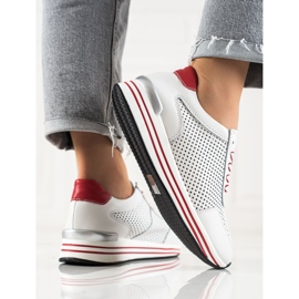 Baskets ajourées VINCEZA blanche rouge 1