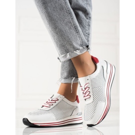 Baskets ajourées VINCEZA blanc rouge 2