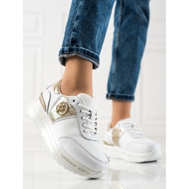 Filippo Baskets en cuir à la mode blanc doré 1