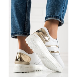 Filippo Baskets en cuir blanches d'or 2