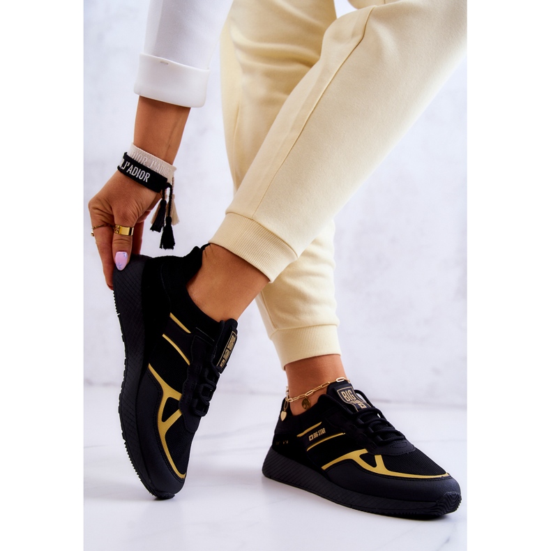 Baskets Femme Big Star JJ274A195 Noir-Or doré 2
