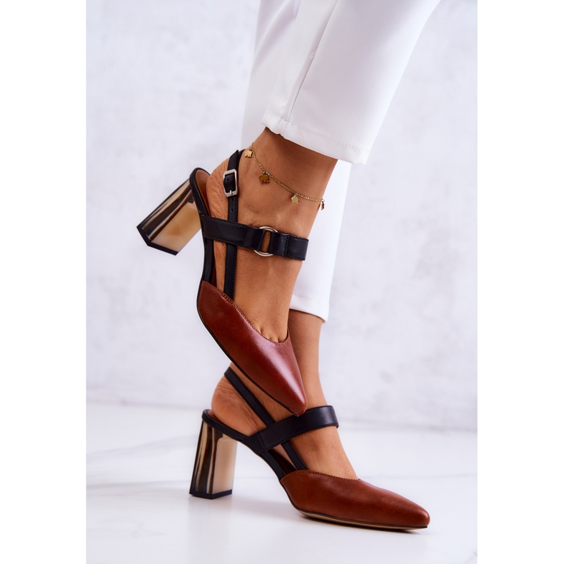 Sergio Leone Escarpins en cuir à la mode Maciejka 05498-29 Marron et Noir brun 2