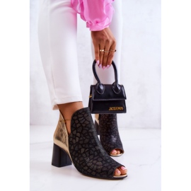 Bottes en cuir sur un poteau Maciejka 05507-01 Noir et Or doré 2