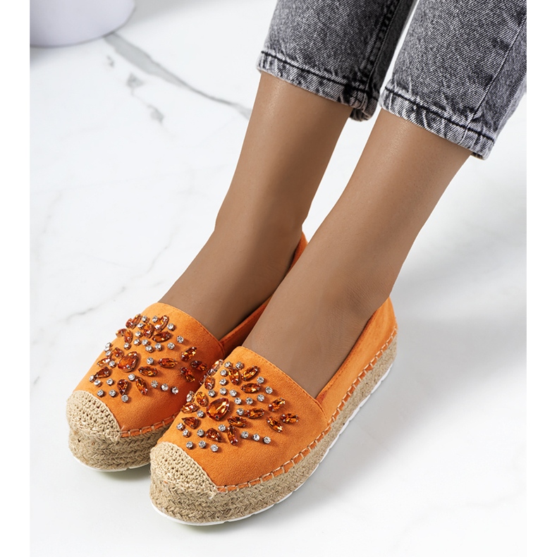 Espadrilles orange avec zircons cubiques Leer 2