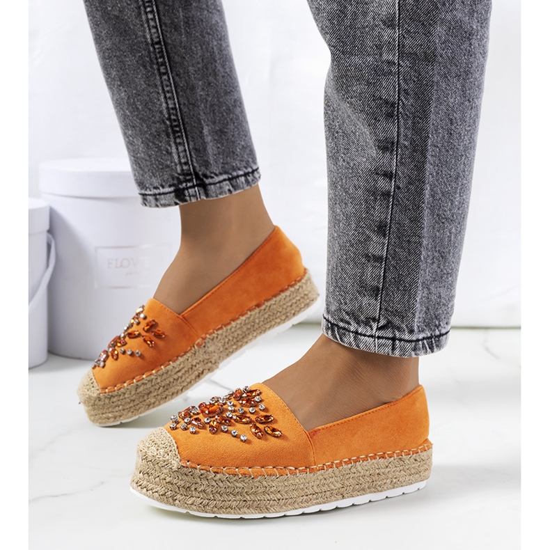 Espadrilles orange avec zircons cubiques Leer 1
