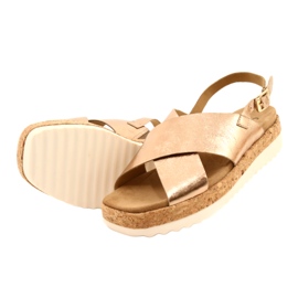 Caprice Sandales en cuir féminin sur la plate-forme 9-28712 933 Pink-Gold d'or 3