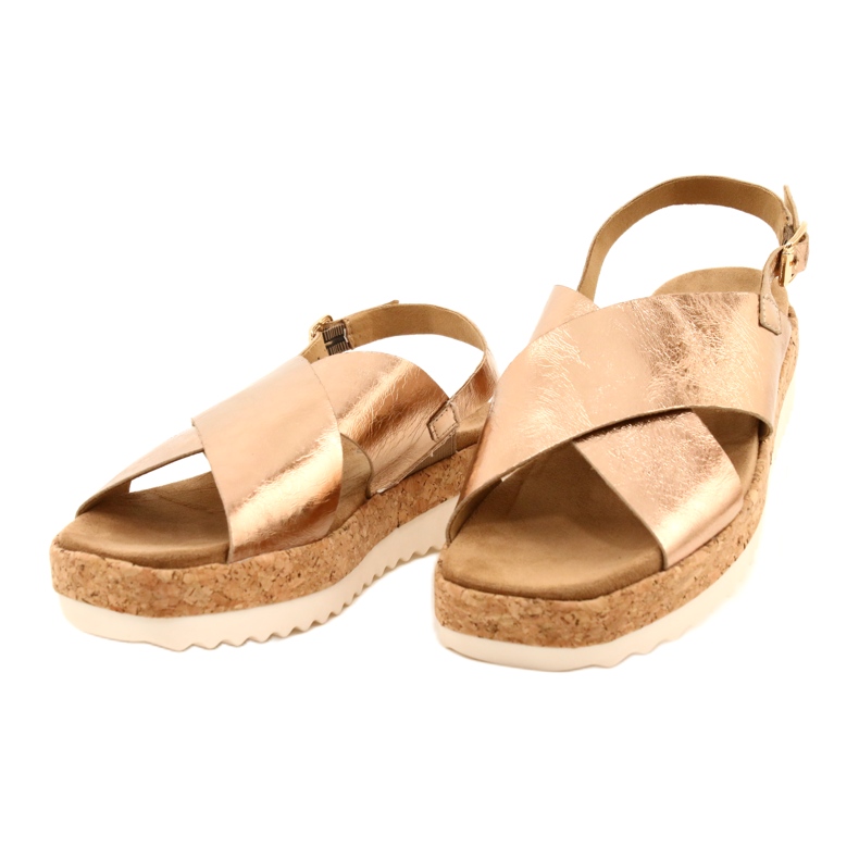 Caprice Sandales en cuir féminin sur la plate-forme 9-28712 933 Pink-Gold doré 2