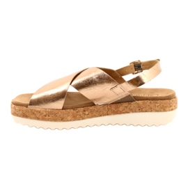 Caprice Sandales en cuir féminin sur la plate-forme 9-28712 933 Pink-Gold doré 1