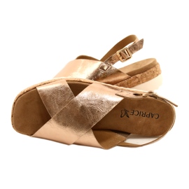 Caprice Sandales en cuir féminin sur la plate-forme 9-28712 933 Pink-Gold d'or 4