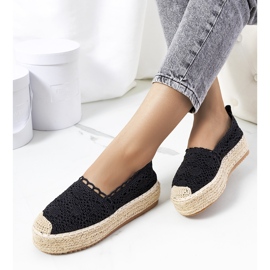 Espadrilles en dentelle noire sur la plateforme Akker 1