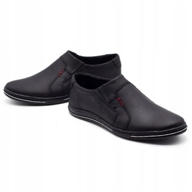 Polbut Mocassins masculins insérés à partir du cuir 334 noir 1