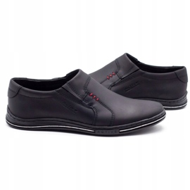 Polbut Mocassins masculins insérés à partir du cuir 334 noir le noir 5