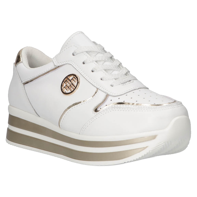 Baskets en cuir Filippo DP3682 / 22 WH blanc doré 6