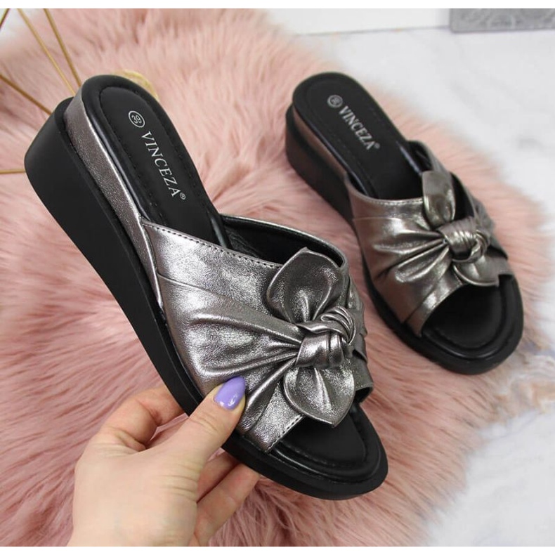 Chaussons sur le coin Vinceza W JAN115B argent 1